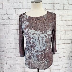 Vintage Coldwater Creek Top Small Fairy Grunge Icy Blue Paisley Whimsigoth Work